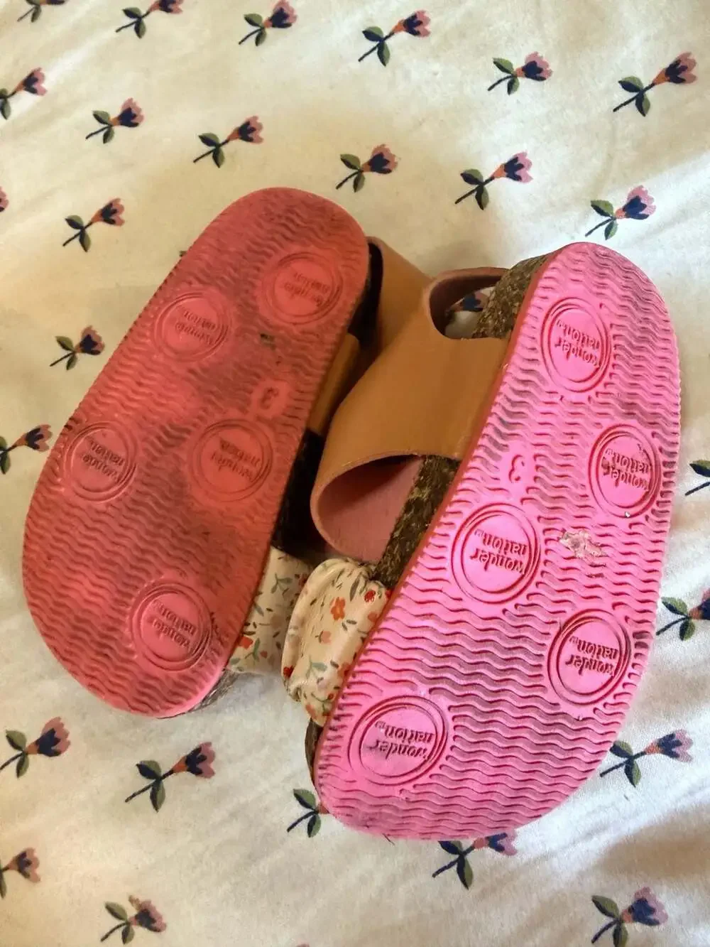 Wonder Nation Toddler Girls Pink Floral Ruffle Sandals Size 3